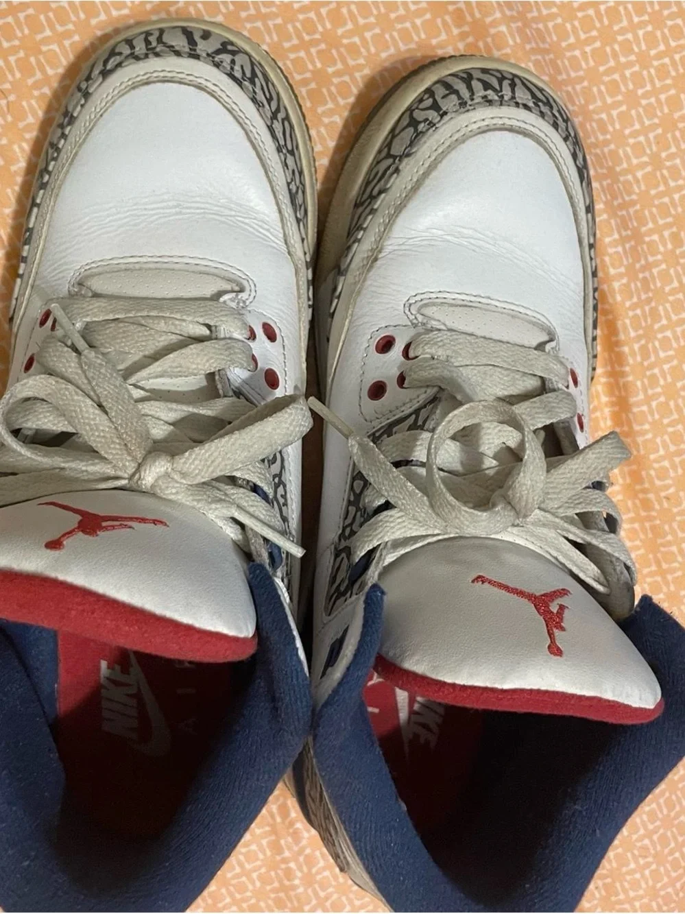 Jordan White Navy Red Elephant Print Sneakers